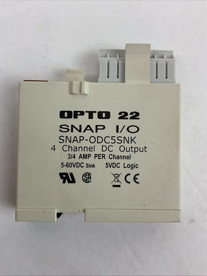 OPTO 22 SNAP I/O SNAP-ODC5SNK 4 CHANNEL DC OUTPUT 5-60VDC 5VDC LOGIC