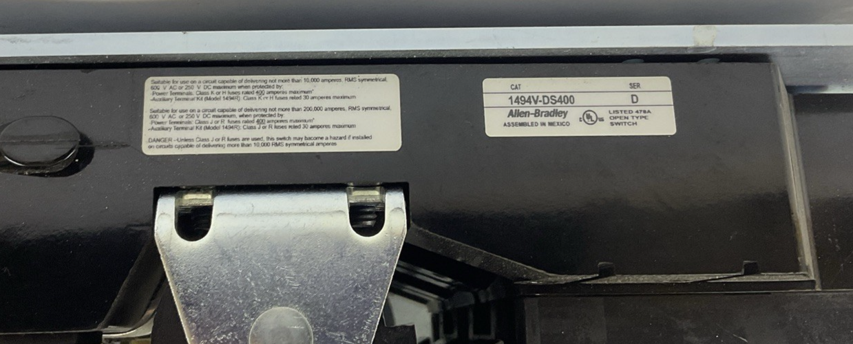 ALLEN BRADLEY 1494V-DS400 DISCONNECT SWITCH 400A 600V SER.D
