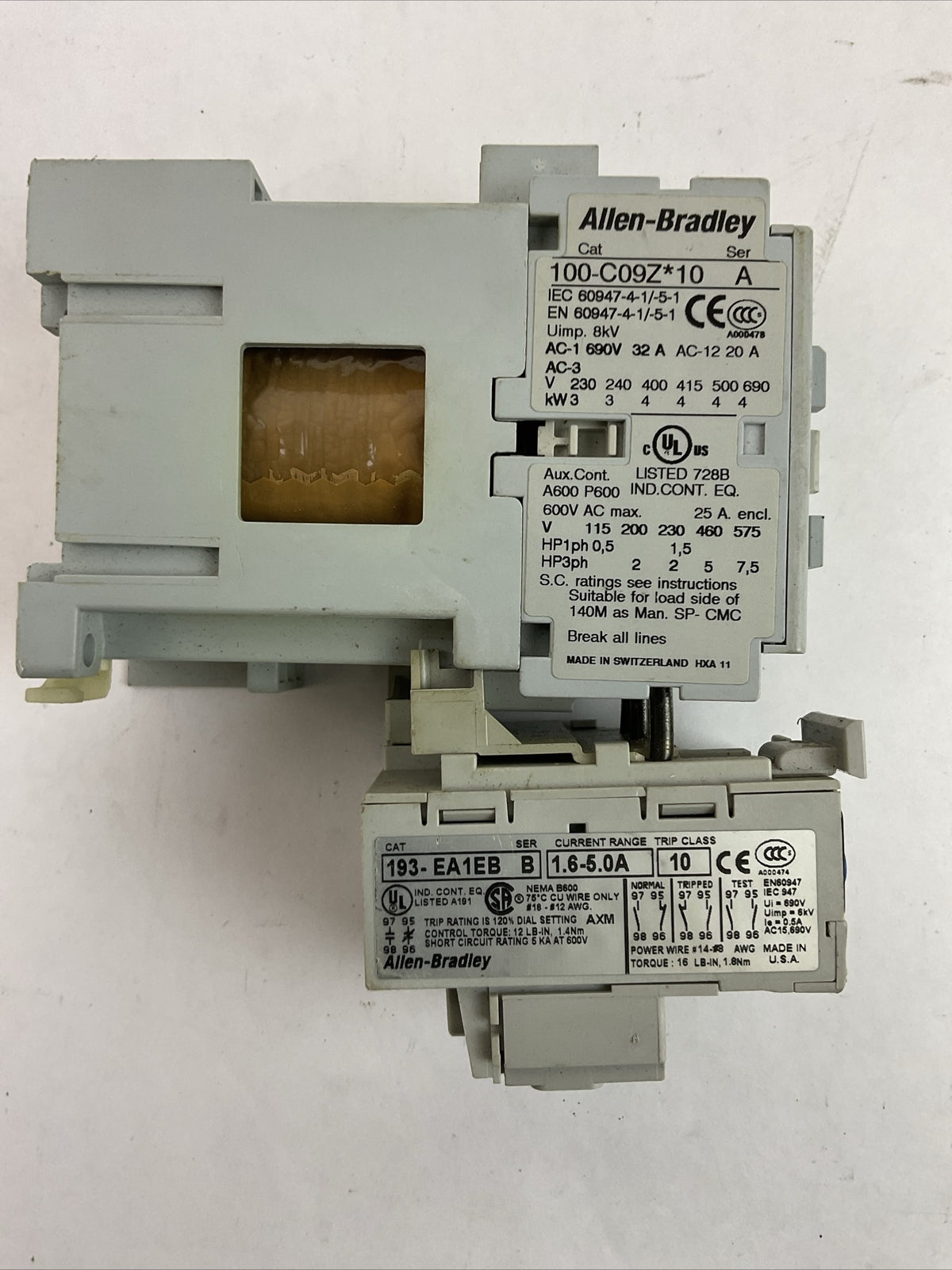 ALLEN BRADLEY STARTER 100-C09Z*10 CONTACTOR COIL 24VDC 193-EA1EB SER B 1.6-5.0A