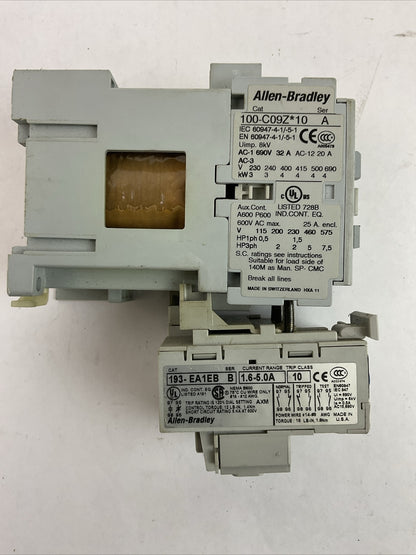 ALLEN BRADLEY STARTER 100-C09Z*10 CONTACTOR COIL 24VDC 193-EA1EB SER B 1.6-5.0A