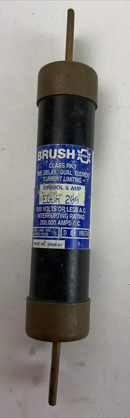 BRUSH ECSR200 DUAL ELEMENT CURRENT LIMITING TIME DELAY FUSE 600VAC 200AMP