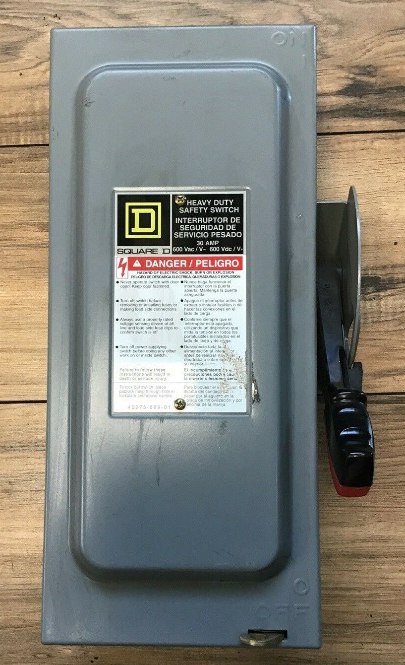SQUARE D SAFETY SWITCH HU361 SER.F01 30A TYPE1 600VAC