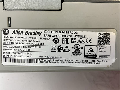 ALLEN BRADLEY 2094-BMP5-M AXIS POWER MODULE 2094-SE02F-M00-S0 SAFE OFF CONTROL
