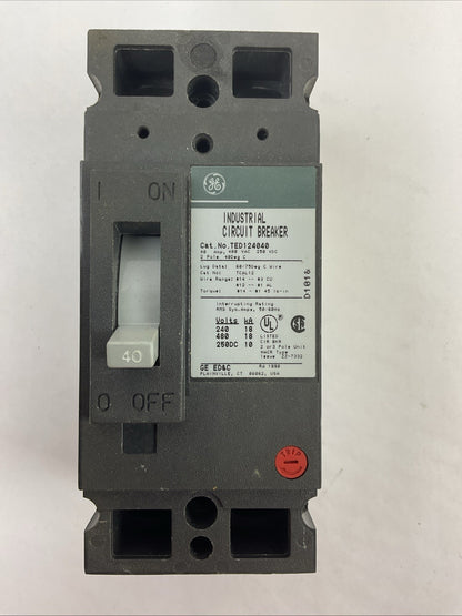 GE TED124040WL MOLDED CASE CIRCUIT BREAKER 40AMP 480VAC 250VDC 2POLE