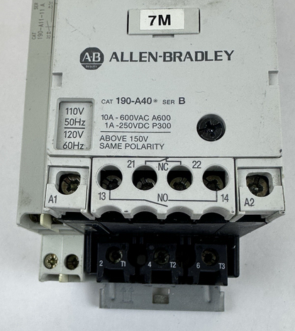 ALLEN BRADLEY 190-CPS40 SERIES A STARTER SYSTEM W/ 190-P024 TRIP 190-A40 120V