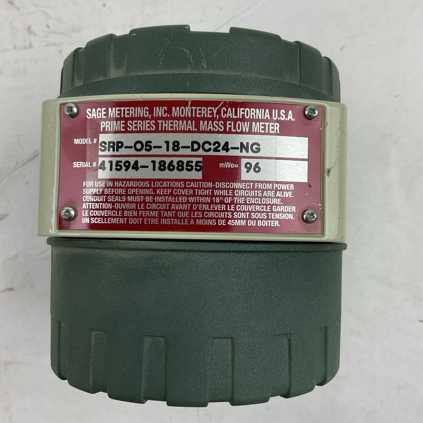 SAGE METERING SRP-05-18-DC24-NG PRIME SERIES THERMAL MASS FLOW METER