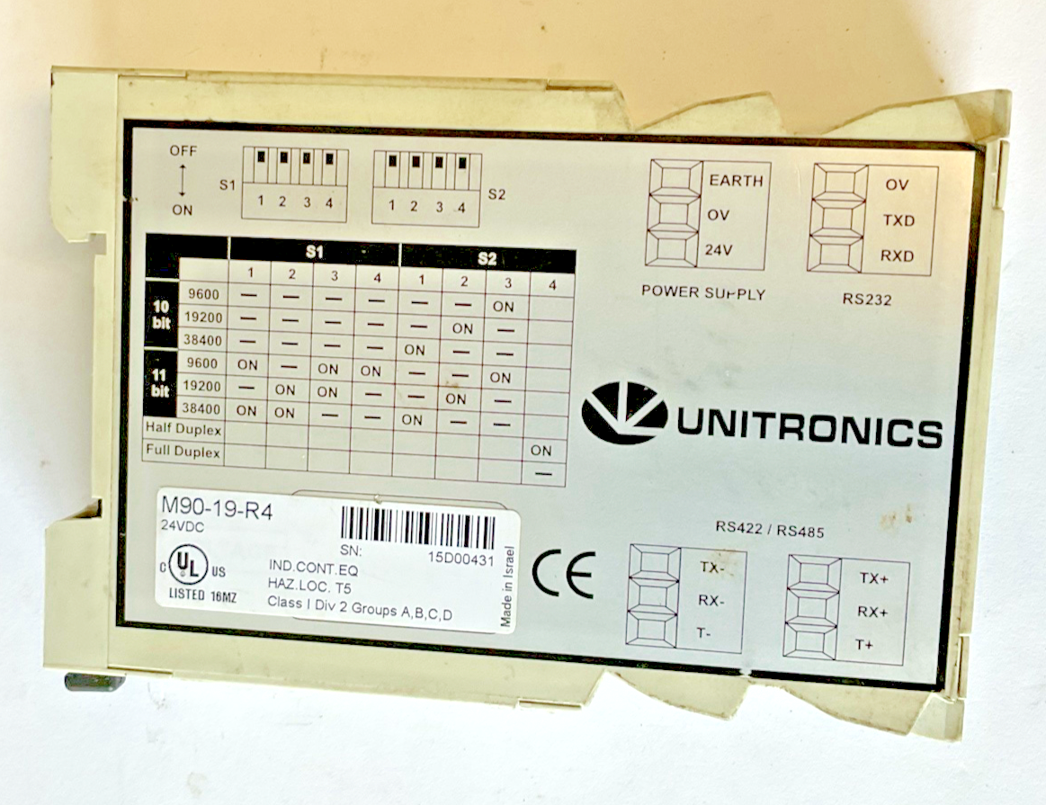 UNITRONICS M90-19-R4 ISOLATED CONVERTER 24VDC