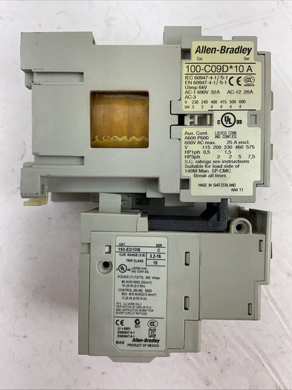ALLEN BRADLEY STARTER (100-C09D*10 SER A COIL 24VDC + 193-ED1DB 3.2-16A SER C)