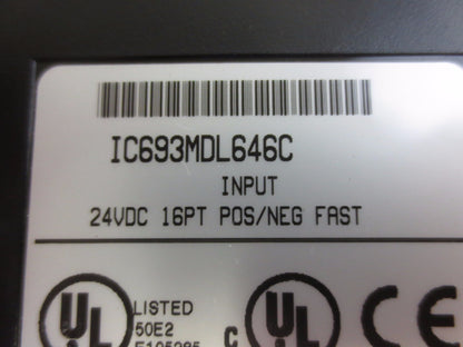 GE FANUC IC693MDL646C INPUT MODULE - 24VDC, 16PT, POS/NEG, FAST