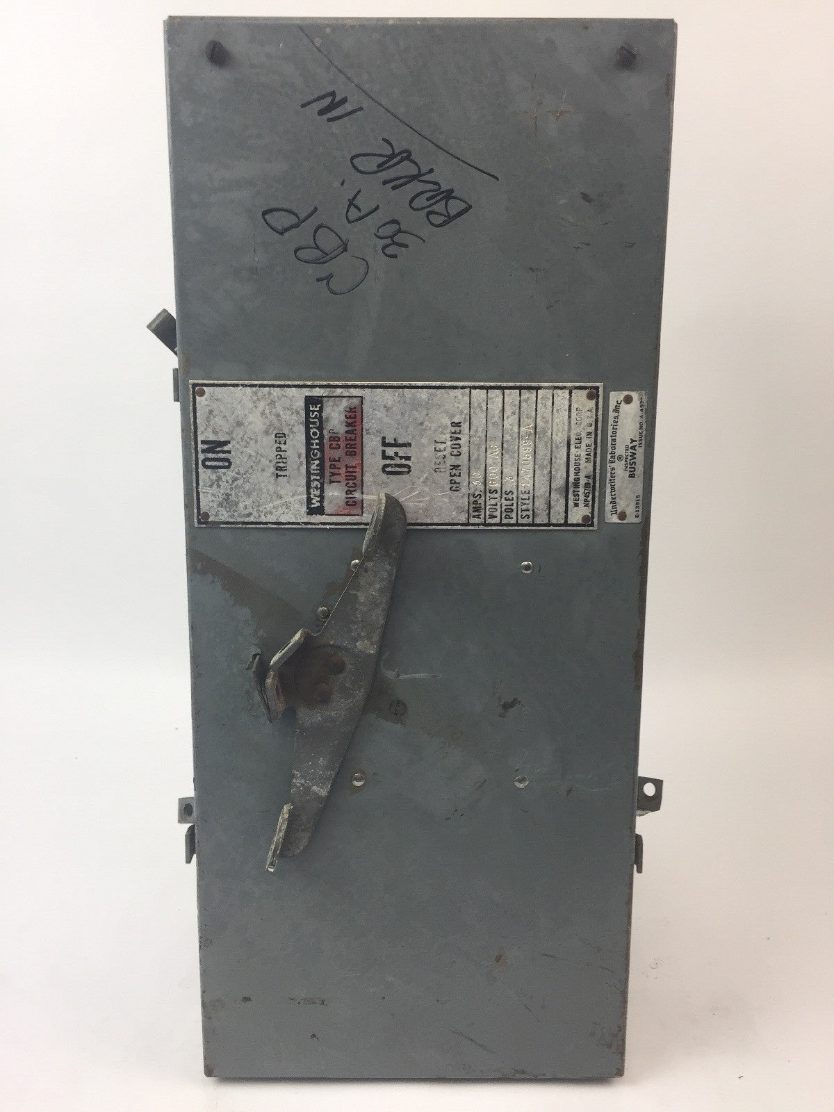 WESTINGHOUSE CBP 30A BREAKER BUS PLUG 600VAC 3 POLE