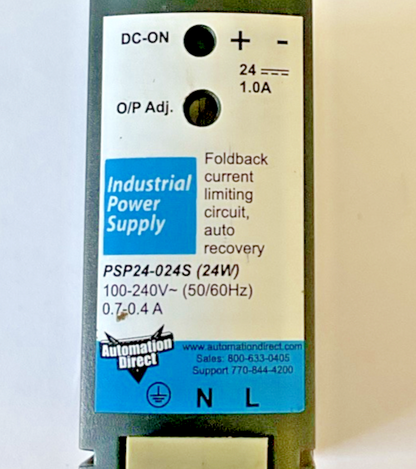 RHINO PSP24-024S POWER SUPPLY  (24W) 24VDC 1.0A 100-240VAC 50-60HZ 0.7-0.4A