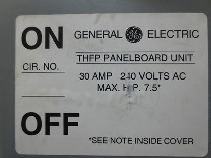 GENERAL ELECTRIC THFP321L PANELBOARD SWITCH 30A, 240VAC, 7.5HP - NEW SURPLUS