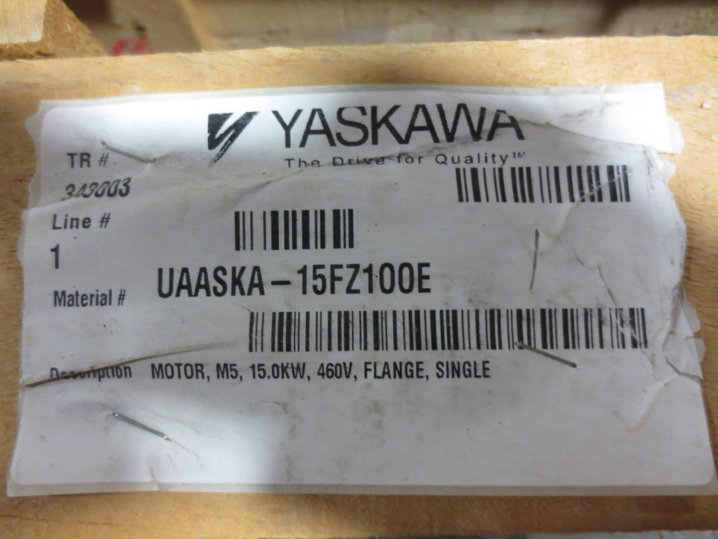 YASKAWA UAASKA-15FZ100E AC SPINDLE SERVO MOTOR, M5, 15.0KW, 400V