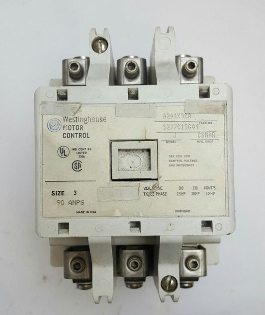 WESTINGHOUSE A201K3CA MOTOR CONTROL - SIZE 3 - MODEL J20 - 90A - 3-PH 5277c15g04