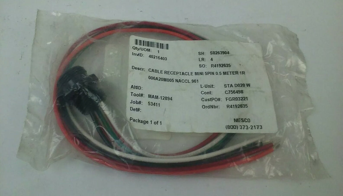 BRAD CONNECTIVITY 1R5006A20M005 MINI-CHANGE RECEPTACLE 5P MALE STRAIGHT