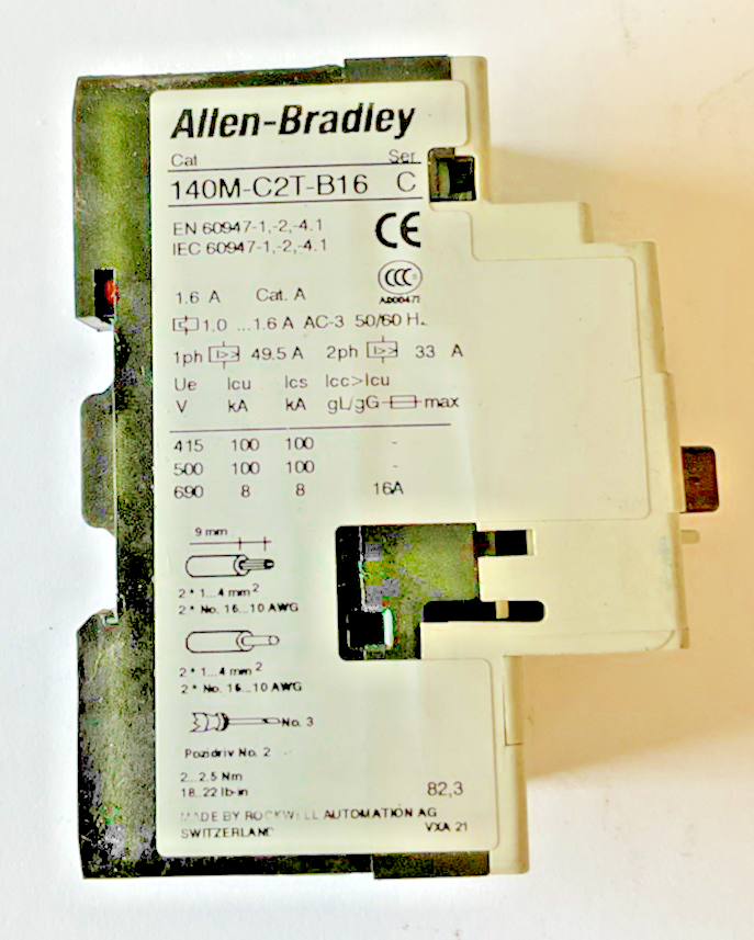 ALLEN BRADLEY 140M-C2T-B16 MOTOR PROTECTOR SER.C 1.6A 50/60HZ
