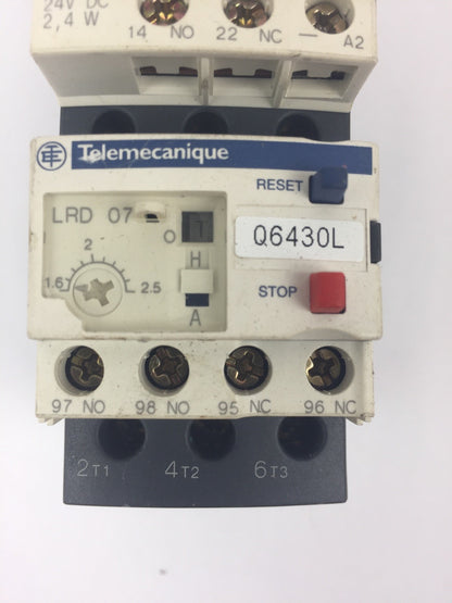 TELEMECANIQUE LC1D09BL CONTACTOR LRD07 OVERLOAD RELAY 1.6-2.5A LAD4TBDL 24V