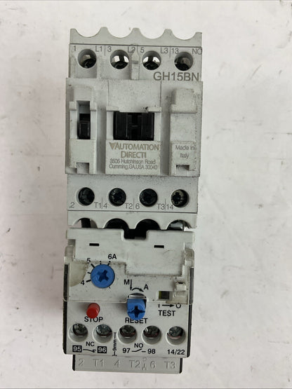 AUTOMATIONDIRECT STARTER (GH15BN CONTACTOR COIL 110-120V + RTD32 600 RELAY 4-6A)