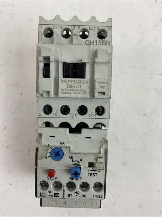 AUTOMATIONDIRECT STARTER (GH15BN CONTACTOR COIL 110-120V + RTD32 600 RELAY 4-6A)