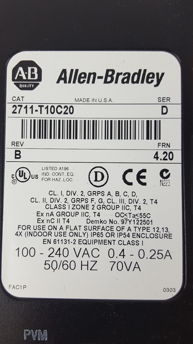 ALLEN BRADLEY PANELVIEW 1000 AB touch screen 2711-T10C20