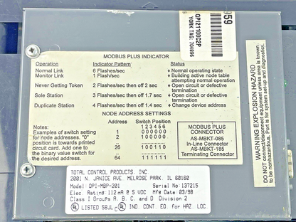 QUICKPANEL - 2780027-02 - TOTAL CONTROL - QPI-MBP-201 - MODBUS PLUS INDICATOR