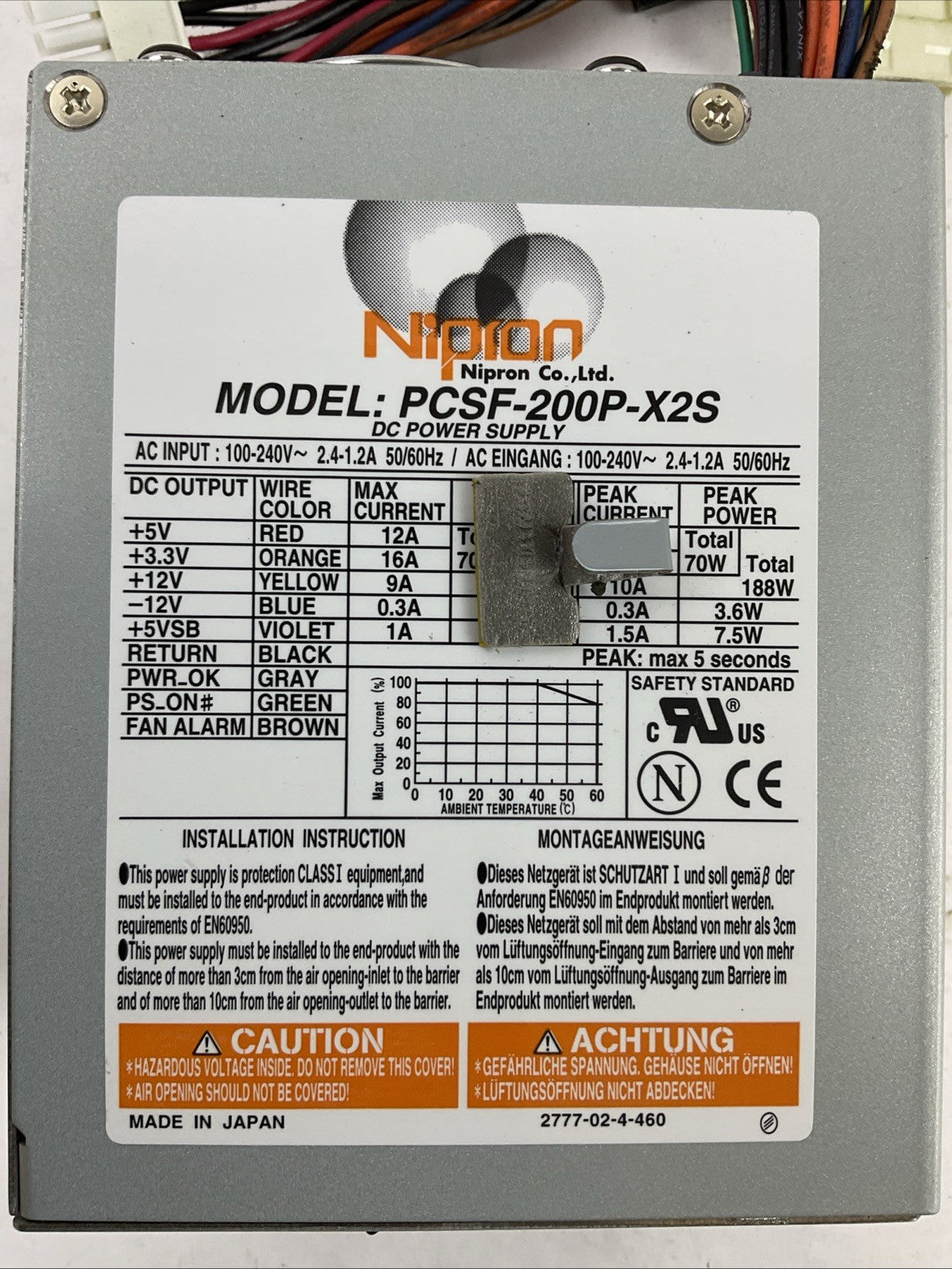 NIPRON PCSF-200P-X2S DC POWER SUPPLY