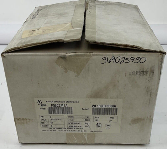 NORTH AMERICAN ELECTRIC F56C2M2A MOTOR 3450RPM 2HP 60HZ FRM.56C 460V