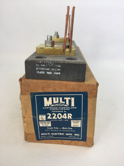 MULTI UNION 2204R CARTIDGE FUSE HOLDER COMPOSITE BASE 201-400AMPS 250V MAIN LINE