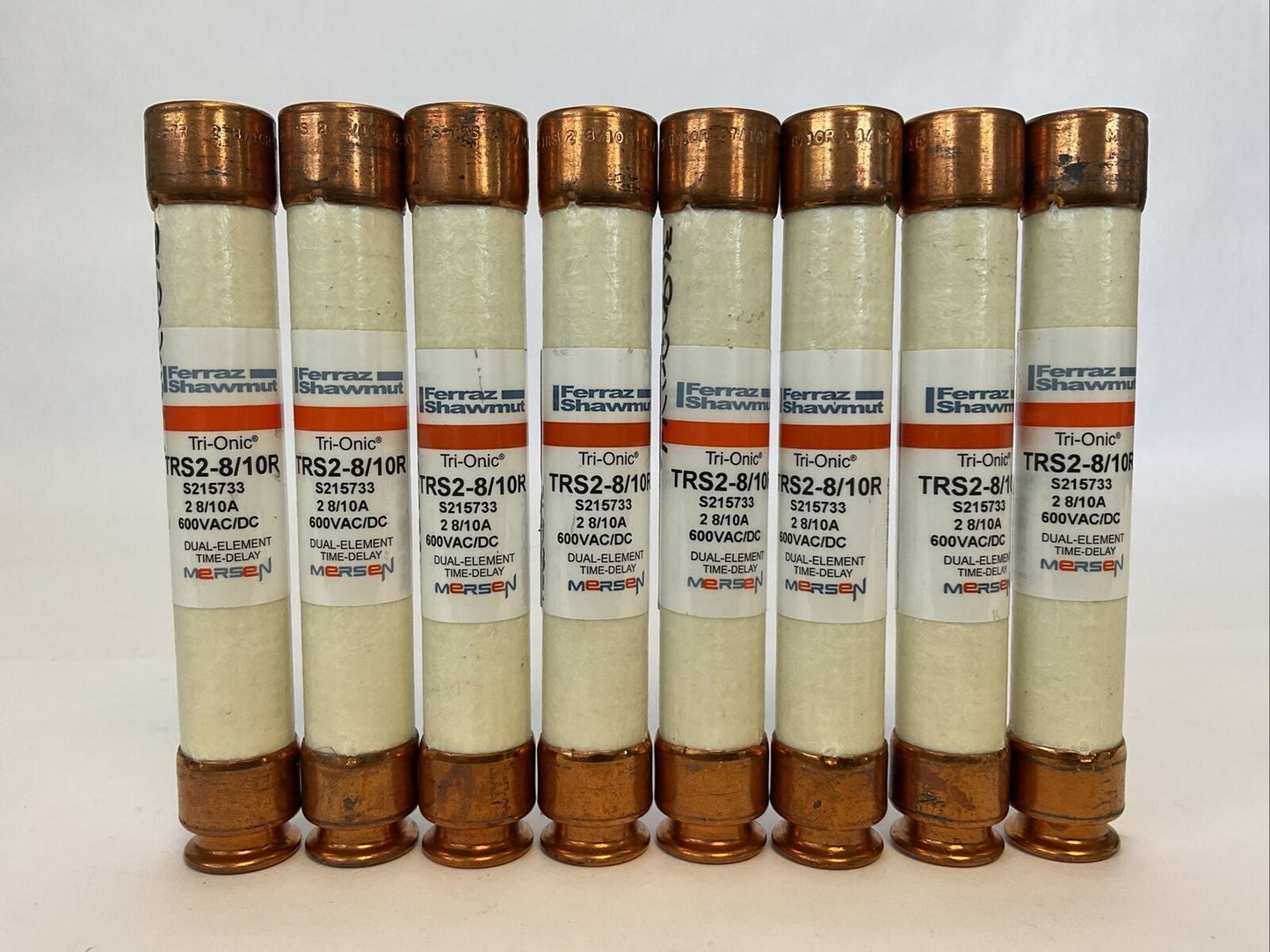 FERRAZ SHAWMUT TRS2-8/10R 2 8/10A 600V TRI-ONIC FUSE DUAL ELEMENT (LOT OF 8)