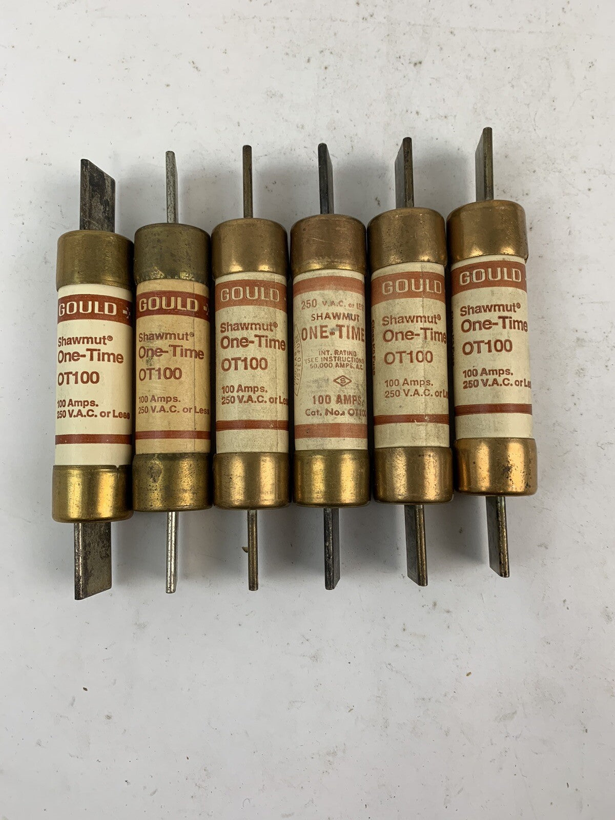Gould Shawmut One-Time OT100 100A 250V Fuse "Lot of 6"