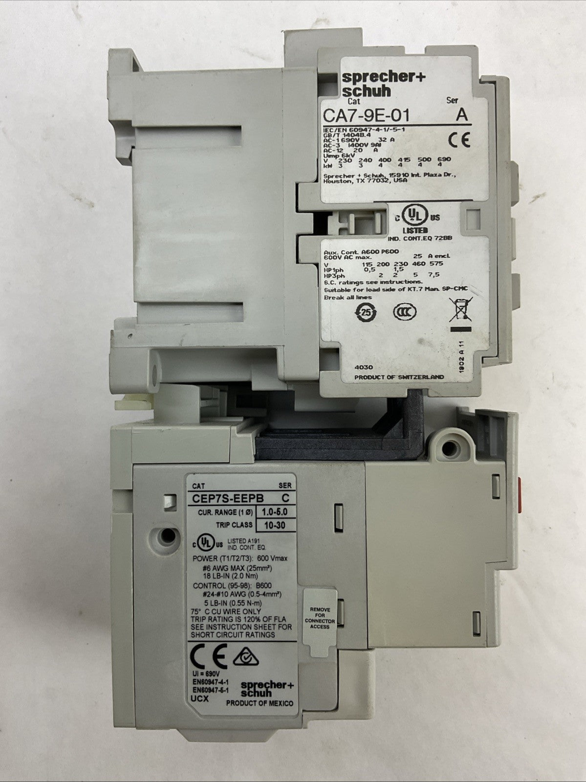 SPRECHER+SCHUH STARTER CA7-9D-01 CONTACTOR 24VDDC COIL CEP7S-EEPB 1.0-5.0AMP