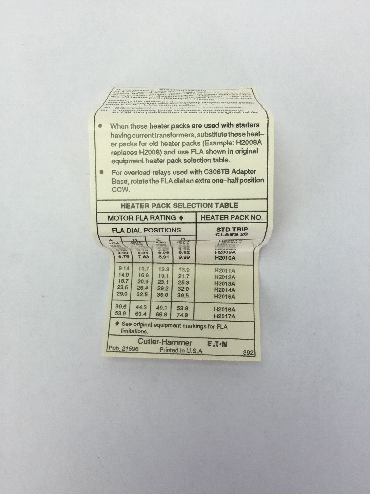 CUTLER HAMMER H2002A-3 FREEDOM SERIES HEATER PACK (SET OF THREE) .375-.561