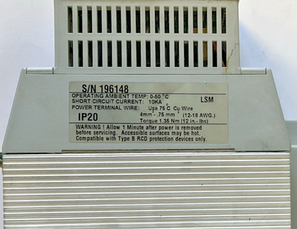 ALLEN BRADLEY 160-BA04NPS1 VARIABLE SPEED CONTROLLER FRN:6.00 460V 3PH 4.6A