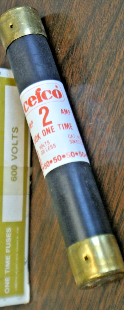LOT of 10 / CEFCO 50K OTS2 ONE-TIME CLASS K-5FUSE / 2A / 600V / OTS-2