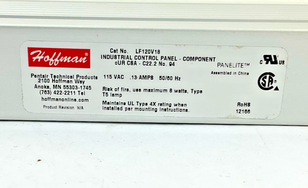 HOFFMAN LF120V18 INDUSTRIAL CONTROL PANEL/ENCLOSURE LIGHT 115VAC