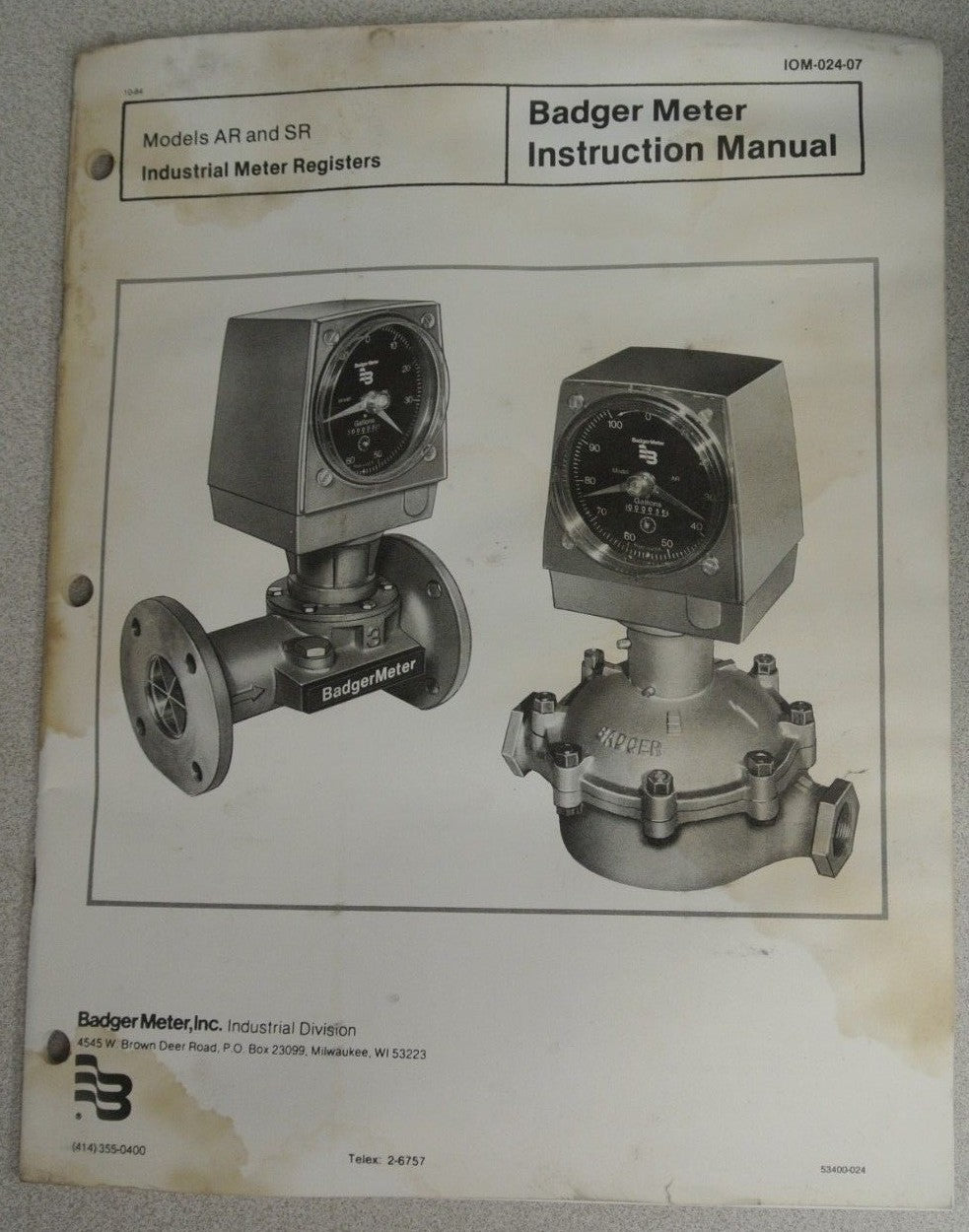 BADGER METER REGISTER 56681-99704 / ARR / 110VAC, 60Hz / 7A MAX / 200x100 GALLON