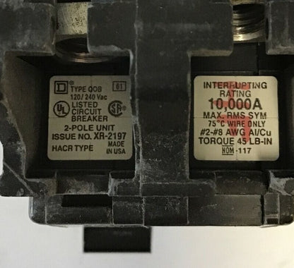 SQUARE D QOB260 CIRCUIT BREAKER 60A 120/240VAC 2POLE