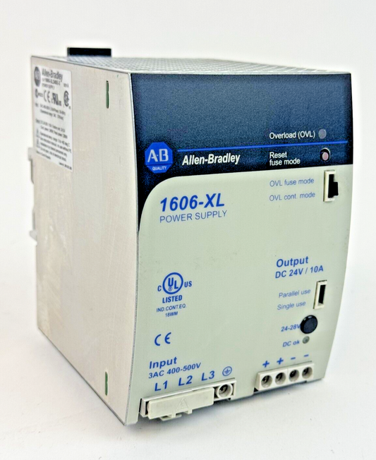 ALLEN-BRADLEY 1606-XL240E-3 SER. A POWER SUPPLY OUTPUT: 24VDC, 10A, 240W