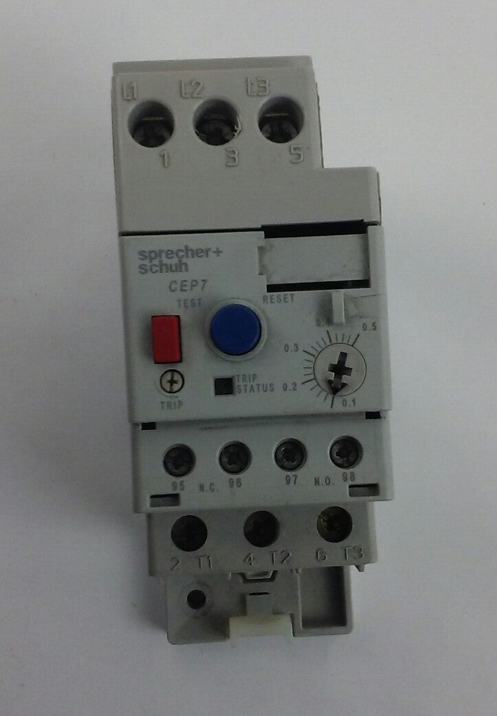 Sprecher Schuh CEP7EEAB Overload Relay (0.1 to 0.5 a) With CEP7-EPB (Used)