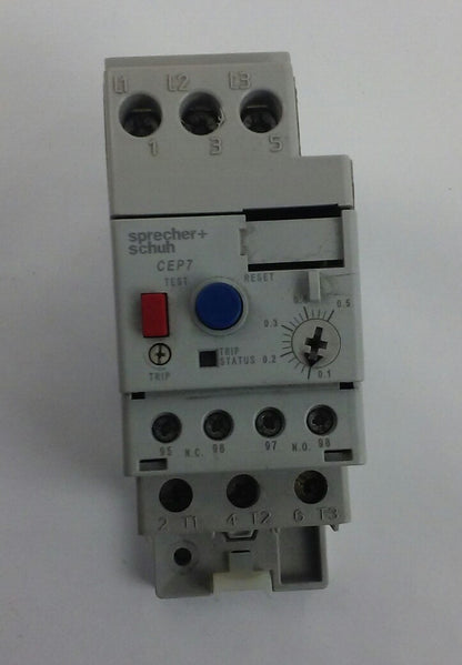 Sprecher Schuh CEP7EEAB Overload Relay (0.1 to 0.5 a) With CEP7-EPB (Used)