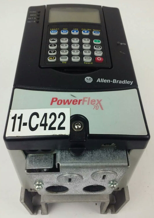 ALLEN BRADLEY POWER FLEX 70 20A-D2P1A0AYNNENN SER. A,3PH,480V, 1HP, W/ 20-HIM-A3