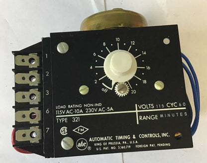 ATC 321B-050-A-01T1XX TIME DELAY RELAY 115VOLT 60CYC TYPE 321