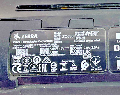 ZEBRA ZQ630 THERMAL LABEL PRINTER 12VDC ZQ63-AUWA000-00