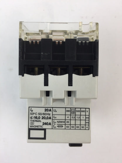 KLOCKNER MOELLER PKZM1-20 NA MANUAL MOTOR STARTER 16-20A 600VAC 15HP 3 PHASE