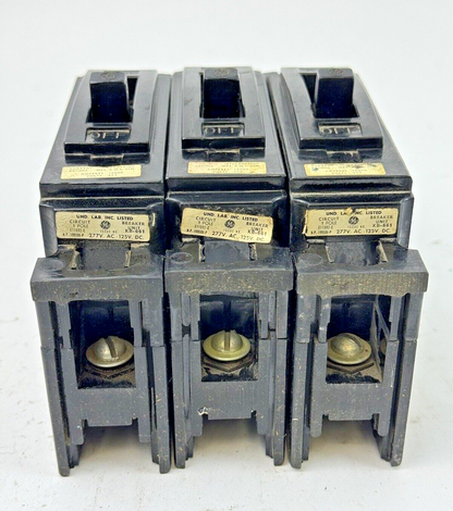 GE **LOT OF 3** - TEF113015 - CIRCUIT BREAKER - 1 POLE/15A/277 VAC