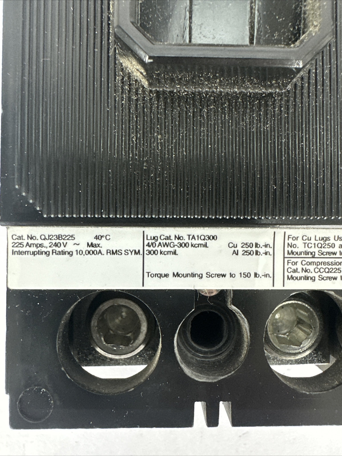 SIEMENS QJ23B225BP CIRCUIT BREAKER 240VAC 225AMP 3POLE HACR TYPE QJ23B225