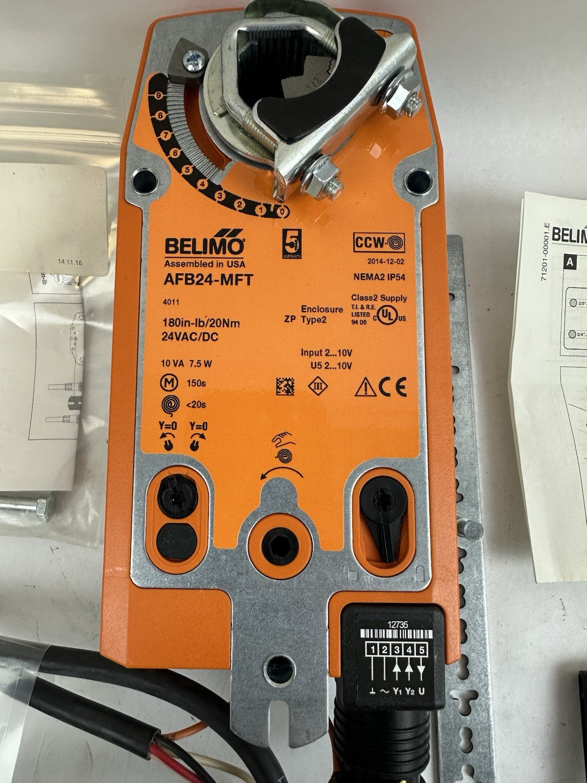 BELIMO AFB24-MFT DAMPER ACTUATOR 24VAC/DC 180IN-LB 20NM SPRING RETURN