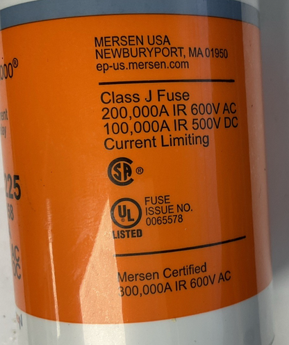 FERRAZ SHAWMUT AJT225 FUSE 600VAC 500VDC AMP-TRAP 2000 CLASS J 225A