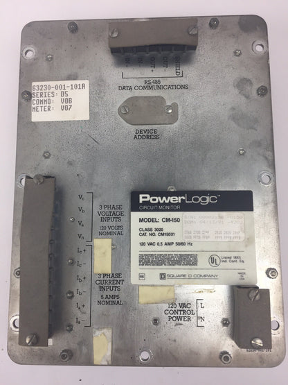SQUARE D CM-150 POWER LOGIC CIRCUIT MONITOR 120 VAC 0.5 AMP 50/60 HZ CLASS 3020