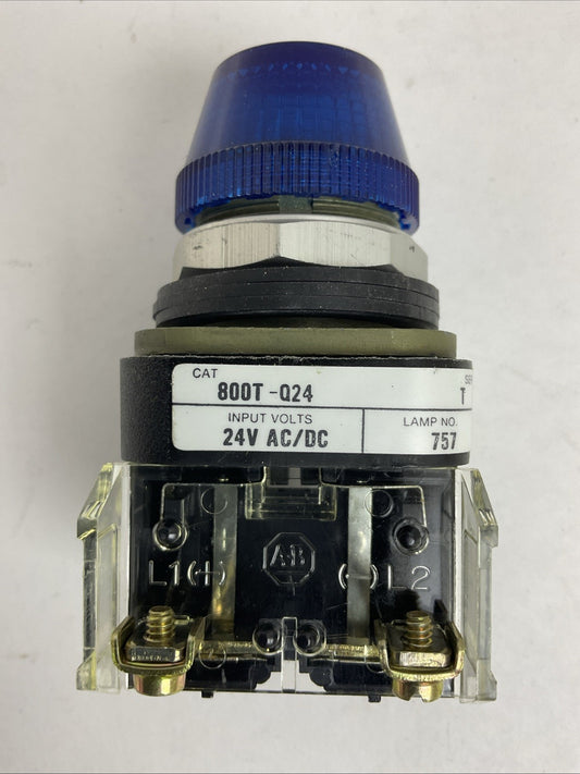 ALLEN BRADLEY 800T-Q24B SER T 24V PILOT LIGHT TYPE 4, 13 BLUE LENS